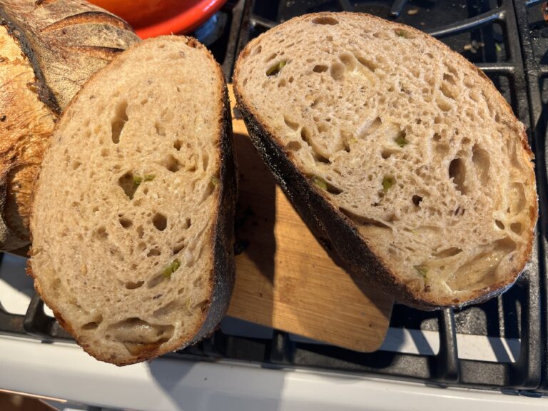 Experimental cheddar jalapeño sourdough loaf